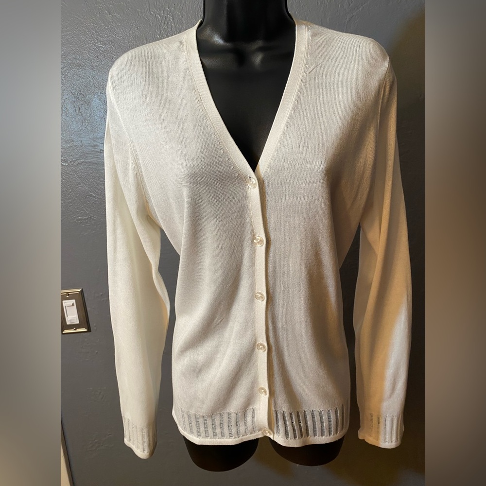 White Jeanne Pierre button-down cardigan